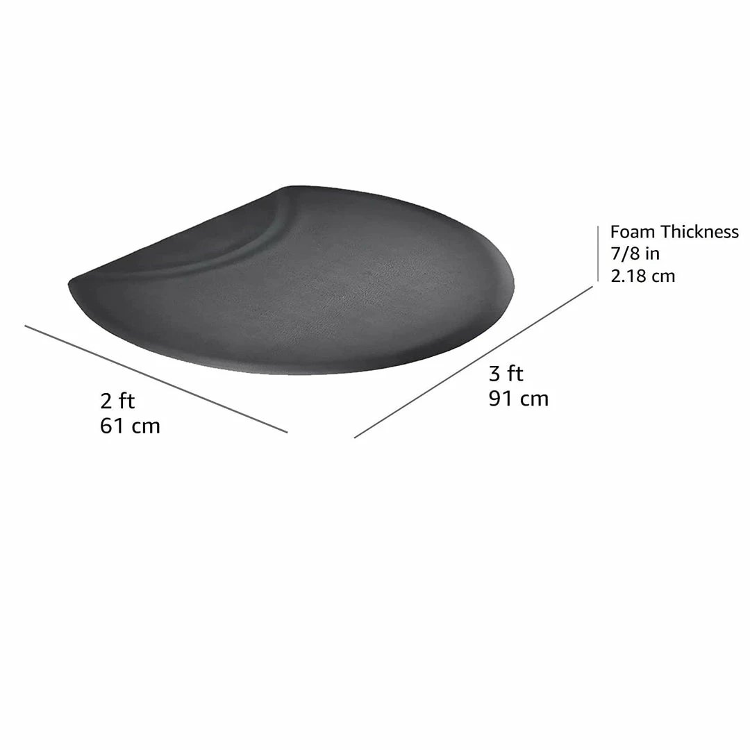 SSW Anti-Fatigue Floor Mat | Black | Semi Circle | 7/8 In. Thick