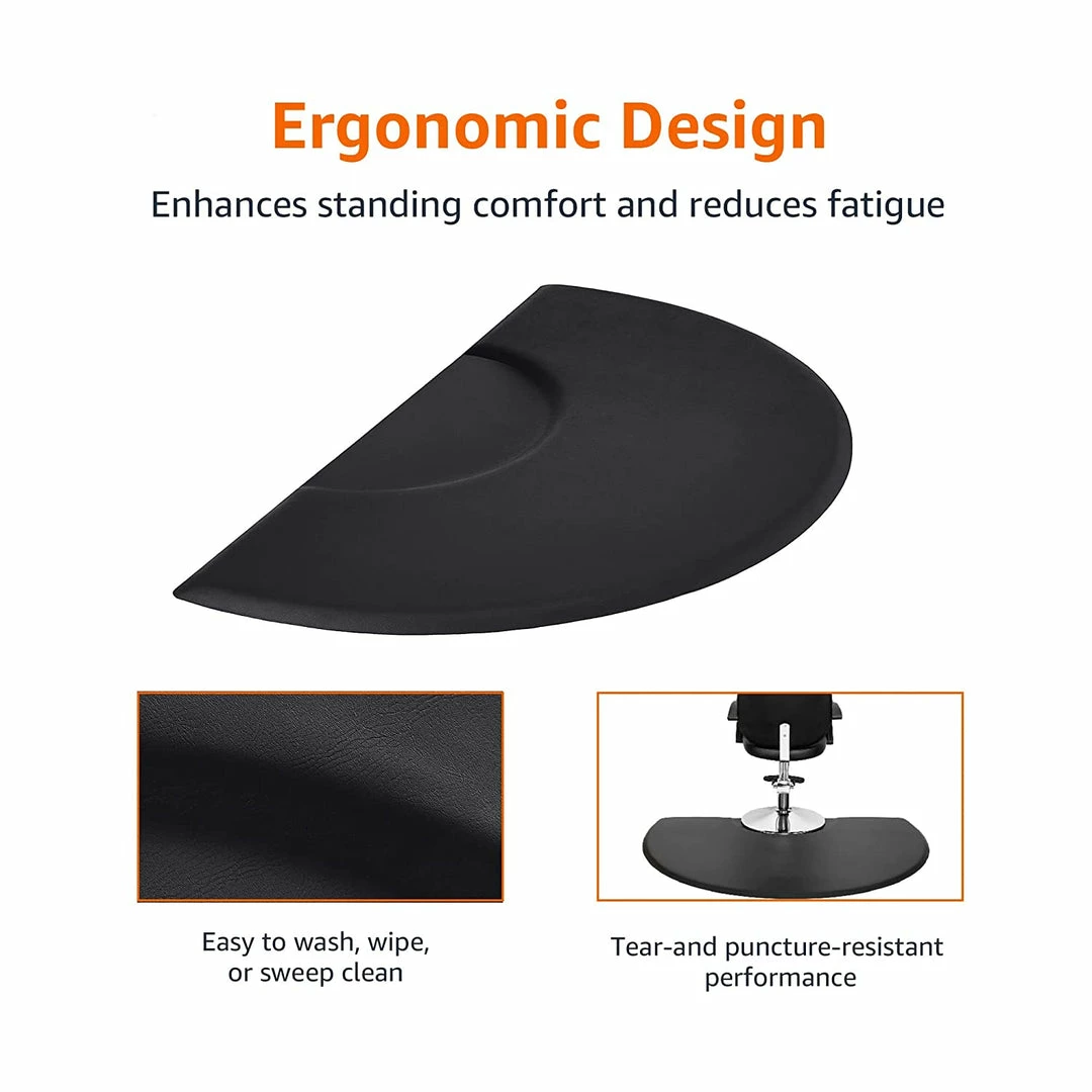 SSW Anti-Fatigue Floor Mat | Black | Semi Circle | 7/8 In. Thick