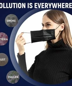 SSW Disposable Face Masks | Black | 50 PCS | 5 X 10-Packs