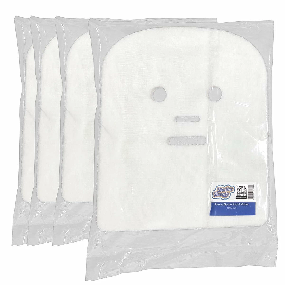 Spa Precut Gauze Facial Masks | 100 Pack | Buy 3, Get 1 Free | HOTLINE BEAUTY