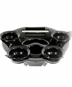 SSW Trolleys And Stools T0144-C | Tray With 4 Bowls | Beauty Salon Trolley Black | Portable Utility Cart | Hair Salon Accessories